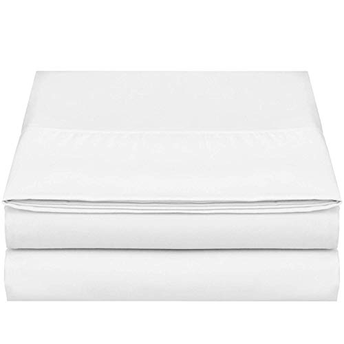 Queen Size White Flat Sheet - Soft and Lightweight Cotton Bedding Flat Sheet