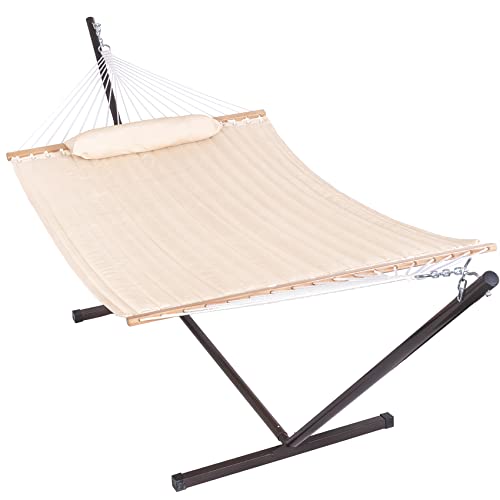 Quilted Fabric Hammock with Stand - Comfort and Durability for Outdoor Relaxation