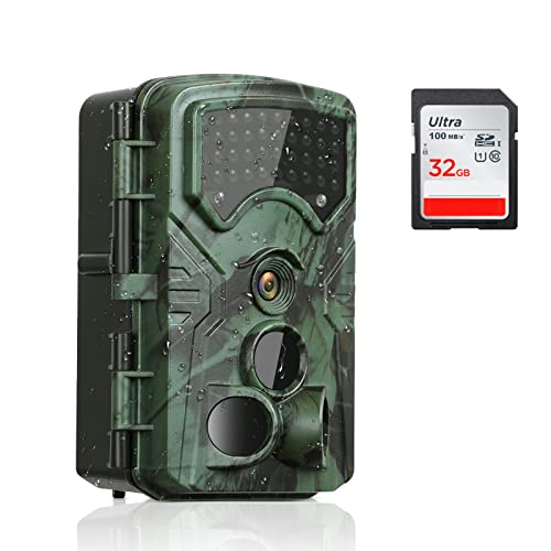 QUNVAL Trail Camera, 4K 48MP Time Lapse Night Vision Camera, Game Camera with 2.4" LCD, IP66 Waterproof Hunting Camera for Construction/Plant/Wildlife Monitoring, 32GB TF Card Include
