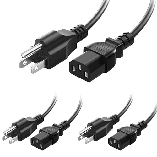 QYD 3 Pack 10FT Computer Monitor Power Cord