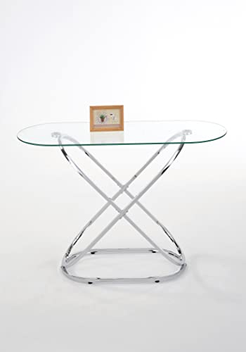 RAAMZO Chrome Finish Glass Console Sofa Table