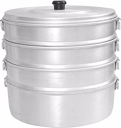 Radhna 8" Traditional Indian Aluminium Momos Steamer with 4 Tier, 2.3L Capacity