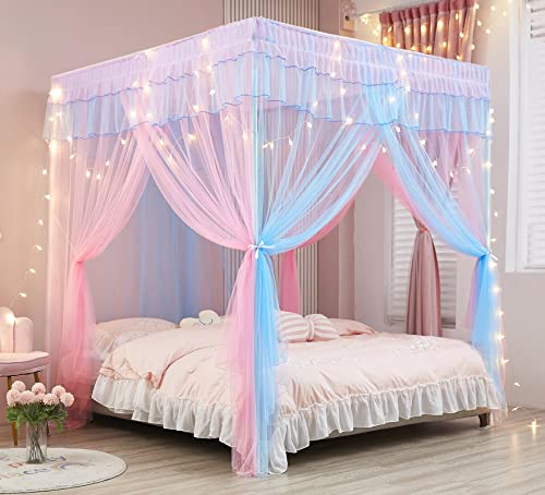 Rainbow Canopy Bed Curtains with Lights