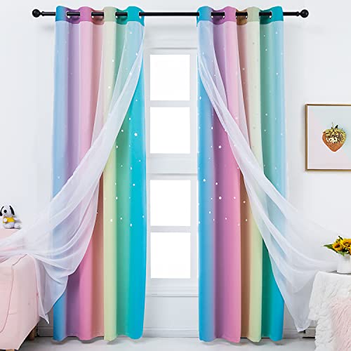 Rainbow Star Curtains for Kids