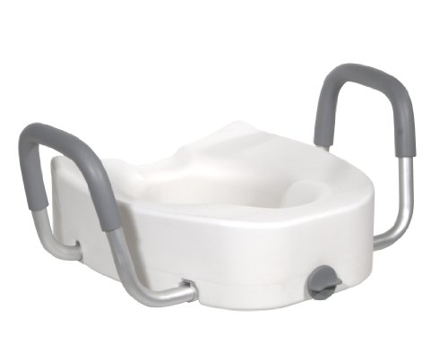 Raised Toilet Seat with Lock and Padded Armrests