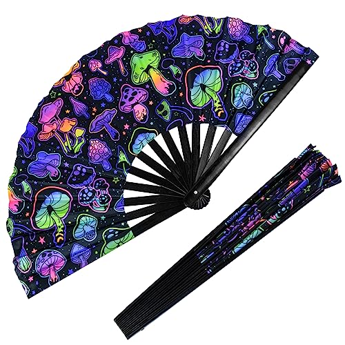 Glowing Silk Folding Fan for Music Parties and Performances