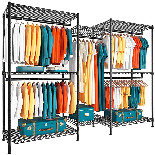 HOKEEPER Heavy Duty Metal Clothes Rack with 6 Shelves, 600 lbs Capacity,  47.24L x 15.74W x 70.86H, Brown