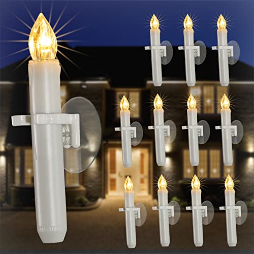Raycare 12 Pcs LED Christmas Window Candles with Timer and Suction Cups