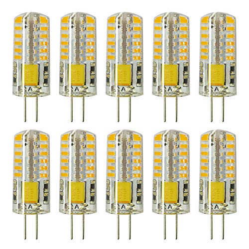 RAYHOO 10pcs G4 LED Bulbs JC Bi-Pin Base Light Bulbs 3W AC/DC 12V 20W-30W T3 Halogen Bulb Replacement Landscape Bulbs(Warm White 3000K)