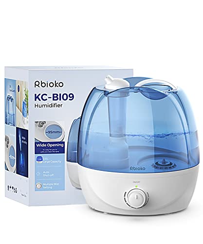Rbioko 2.6L Cool Mist Bedroom Humidifier - Quiet, Easy to Clean, Auto-Shut Off