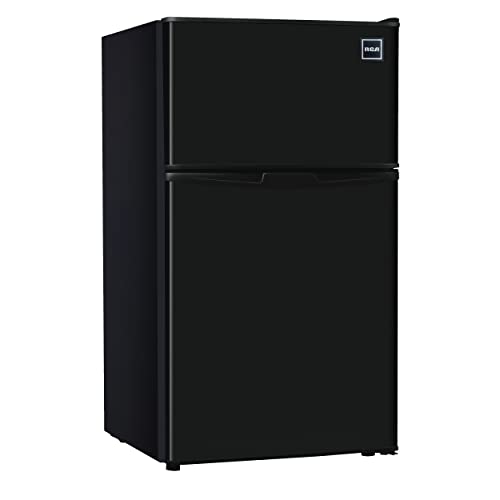 RCA - 2-Door - Compact Refrigerator/Freezer - Reversible Doors - Adjustable Thermostat - 3.2 Cu. Ft. - Black