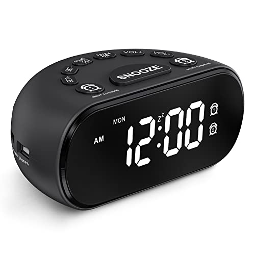 REACHER Dual Alarm Clock: USB Ports, 5 Wake Up Sounds, LED Display