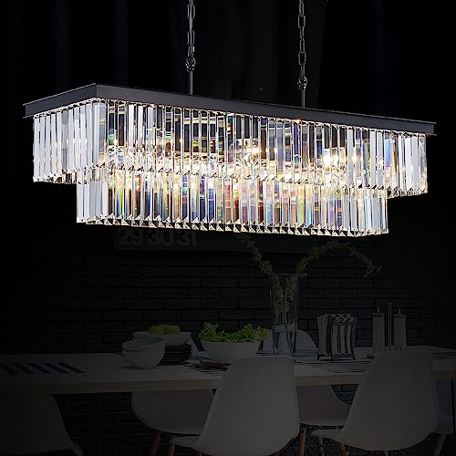 Rectangle Crystal Chandeliers for Kitchen Island