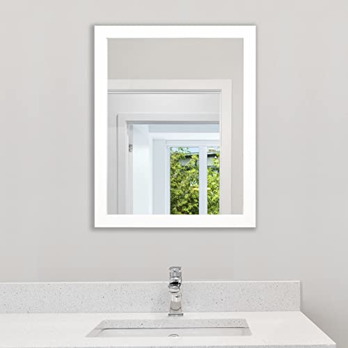 Rectangular Wall Mirror White Bathroom Mirror 16" x 20" Wall Mirror for Entryway, Bedroom, Living Room