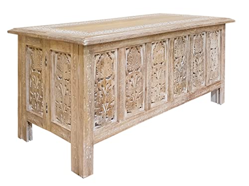 The Wooden Town Vintage White Wash Coffee Table - 36x18 Inch