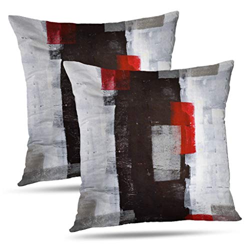 Red and Grey Abstract Art Pillow Cover