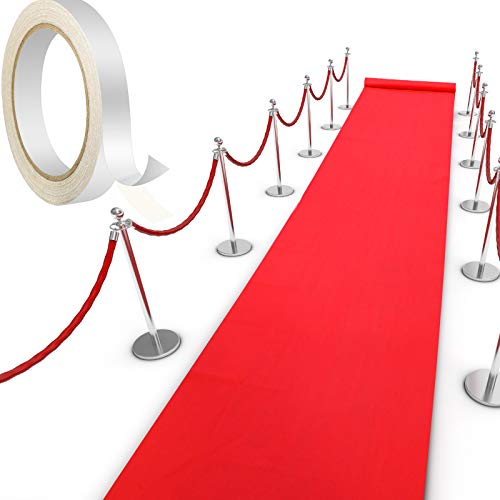 Red Carpet Runner with Carpet Tape - Perfect for Events and Decoration