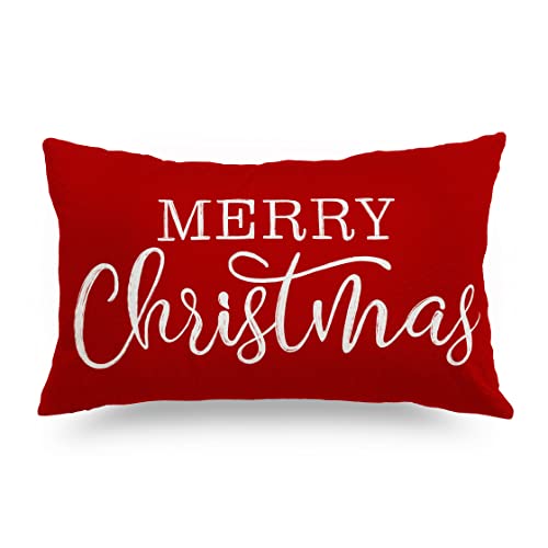 Red Christmas Lumbar Pillow Cover