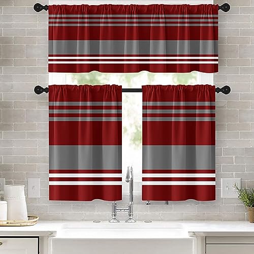 Red Grey Kitchen Curtains