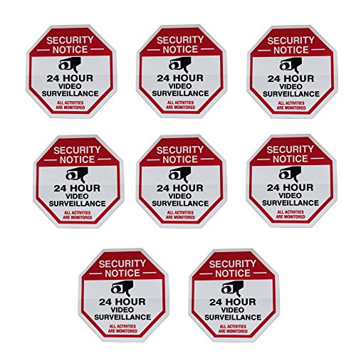 Red Octagon-Shaped Video Surveillance Stickers