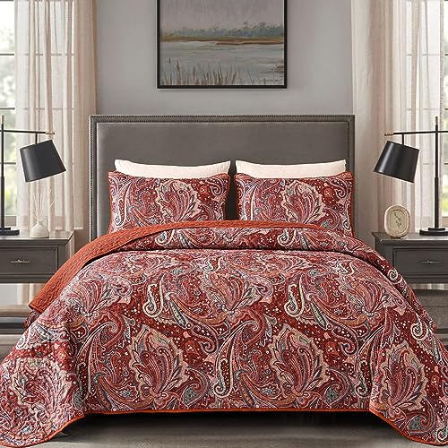Red Paisley Quilt Set King Size