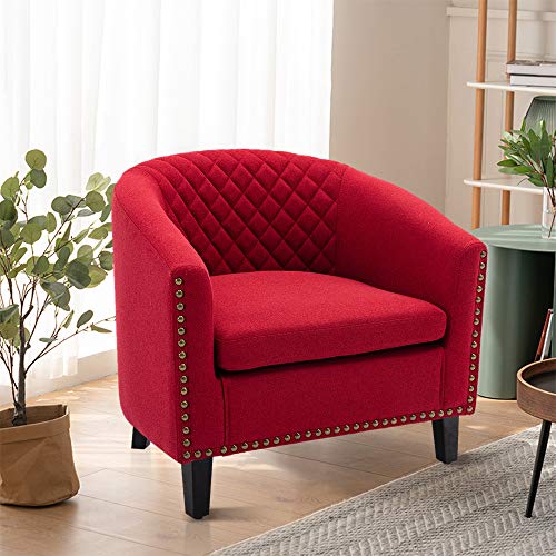 Red Upholstered Accent Armchair
