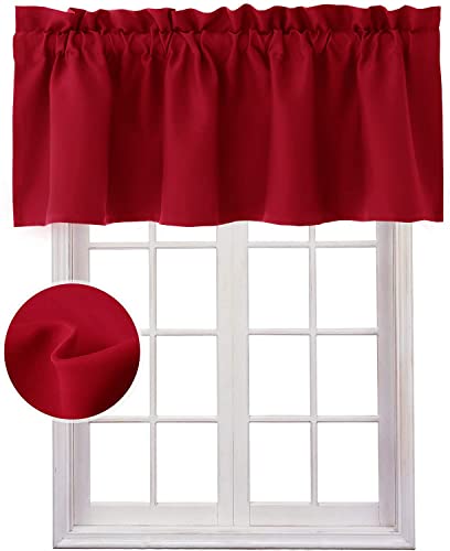 Red Valance Curtains for Kitchen Blackout Thermal Insulated Window Valances