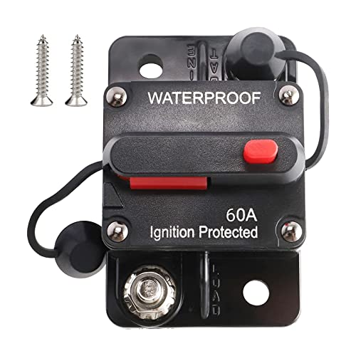 RED WOLF 60Amp Circuit Breaker for Boat Trolling Motor Marine ATV Trailer Stereo Audio Electronic Battery