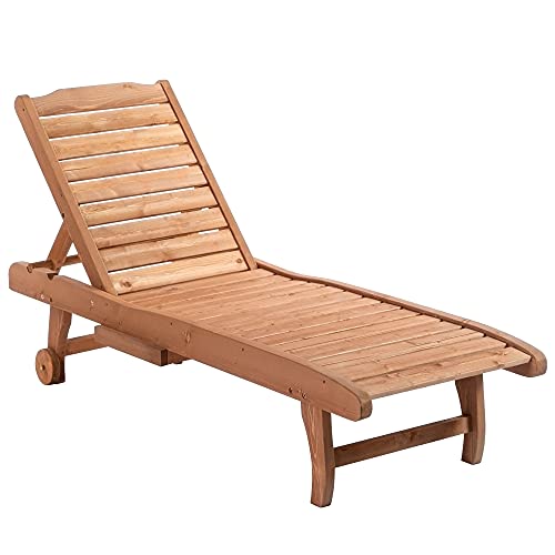 Red Wood Look Chaise Lounge Pool Chair