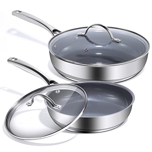  TECHEF - Onyx Collection Nonstick Frying Pan Skillet Set,  PFOA-Free, Dishwasher Oven Safe, Stay-Cool Stainless Steel Handle,  Induction-Ready, Made in Korea (8-inch and 10-inch): Home & Kitchen