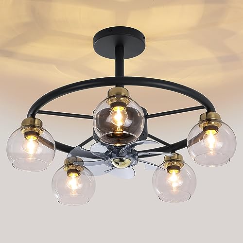 REDSTAR 25" Chandelier Ceiling Fan with Lights and Remote Control