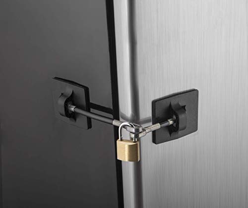 2 pack refrigerator door locks with 4 keys, file drawer lock, freezer door  lock and child safety cabinet locks by rezipo black 