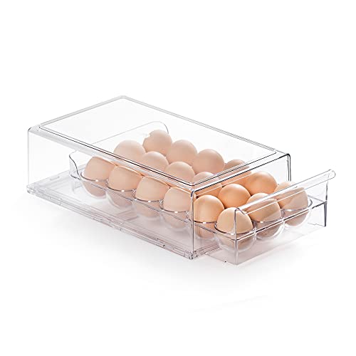 Refrigerator Egg Container Organizer: Stackable, Clear Design - 18 Egg Tray