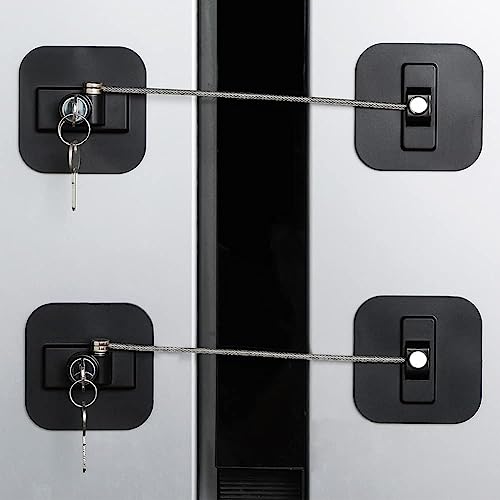 Refrigerator Lock with Keys and Adhesive Pads - Secure Your Fridge and Keep Your Belongings Safe