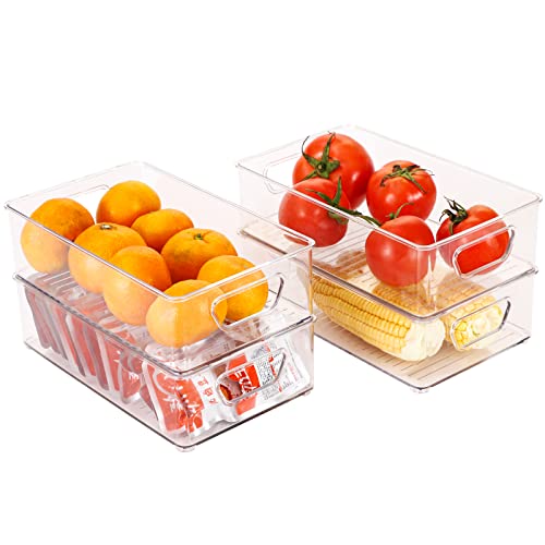 Vtopmart Clear Plastic Pantry Organizer Bins, 4 PCS Food Storage Bins with  Handle for Refrigerator, Fridge, Cabinet, Kitchen, Countertops, Cupboard