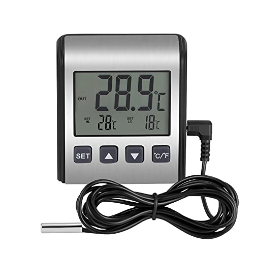 Refrigerator Thermometer with High/Low Temperature Alarm and Extra Sensor