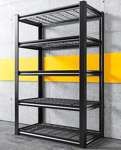 REIBII 2000LBS Heavy Duty Garage Storage Shelves 36" W x 16" D x 72" H Black