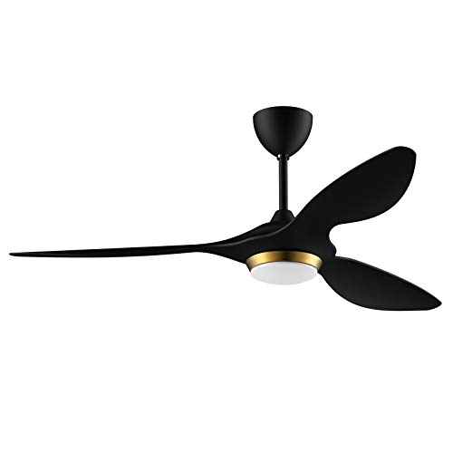 reiga 52" Black Gold Ceiling Fan with Dimmable LED Lights and Wifi Control