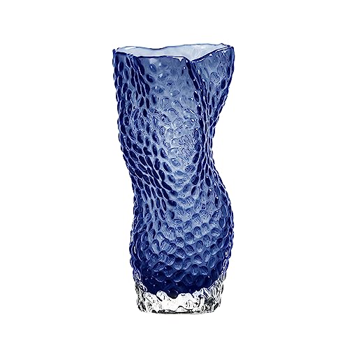 Relexome Glass Vase - Blue Vase with Ocean Wave Design