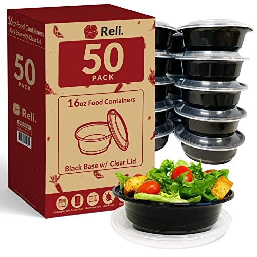 Reli. 50 Pack 16 oz. Meal Prep Container Bowls