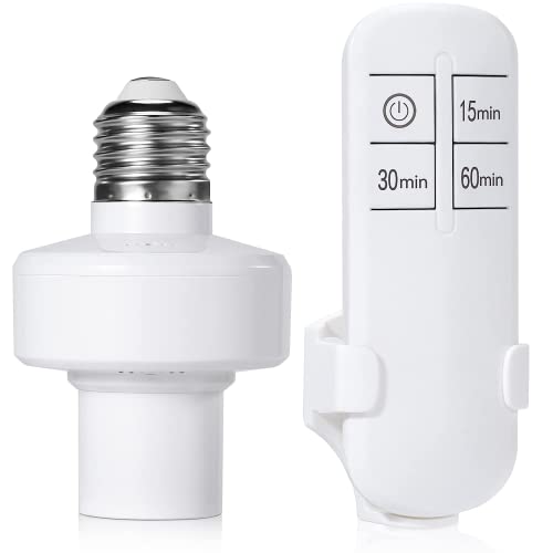 Wireless Screw-in Light Socket with Remote Control Timer, No Wiring (1 Pack)
