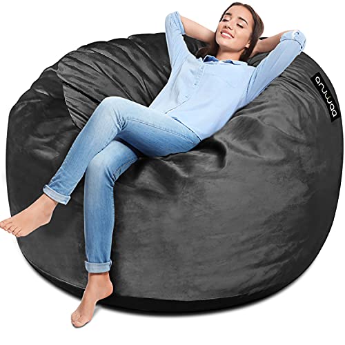 [Removable Cover] Giant Black Memory Foam Bean Bag Chair - Stylish and Comfortable