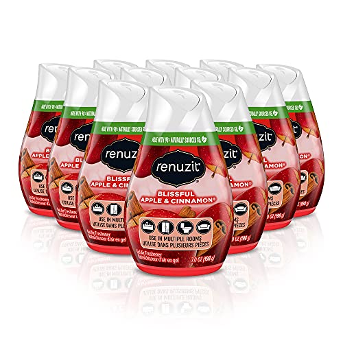 Renuzit Blissful Apple & Cinnamon Gel Air Freshener, 7oz Cone (12 Pack)