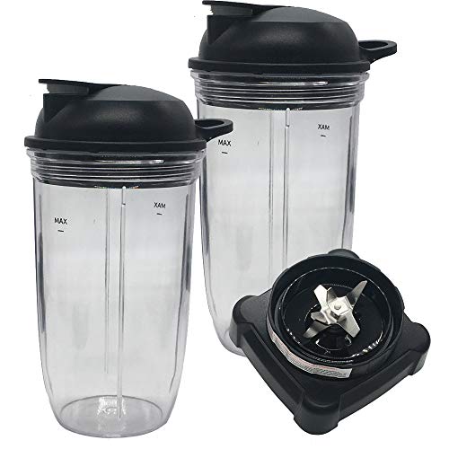 Blendin 32 Ounce Cup with Sip N Seal Lids - Replacement Jar Compaible with Nutri Ninja Auto-iQ 1000W and Duo Blenders - Premium