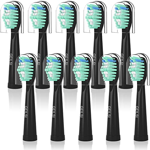 GEILSI Toothbrush Replacement Heads, 10 Pack, Black