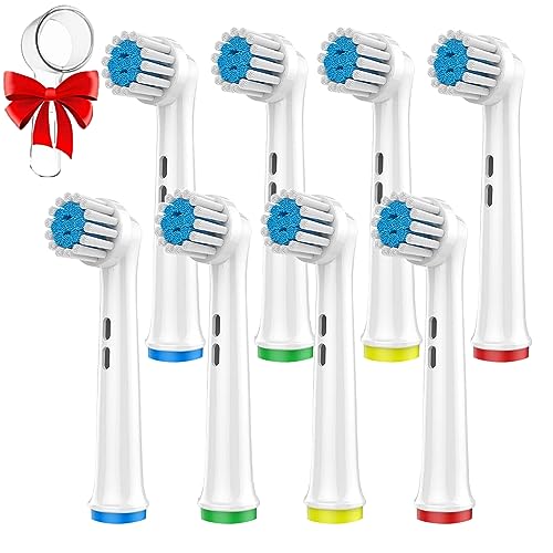 Replacement Toothbrush Heads Compatible with Oral B Braun, 8 Pack Soft Electric Toothbrush Heads & Sensitive Brush Heads Refill for Oral-B 7000/Pro 1000/9600/5000/3000/8000