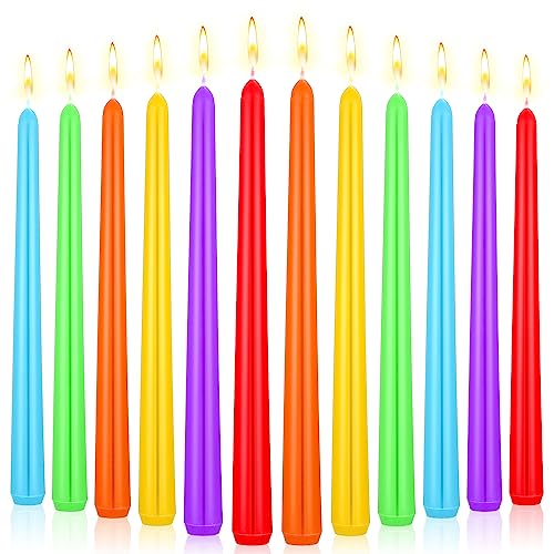Retisee 12 Pcs 10 Inch Unscented Taper Candles Colored Dripless Tall Candles Hand Dipped Wax Colorful Candles for Dinner Wedding Parties Home Decor (6 Colors)