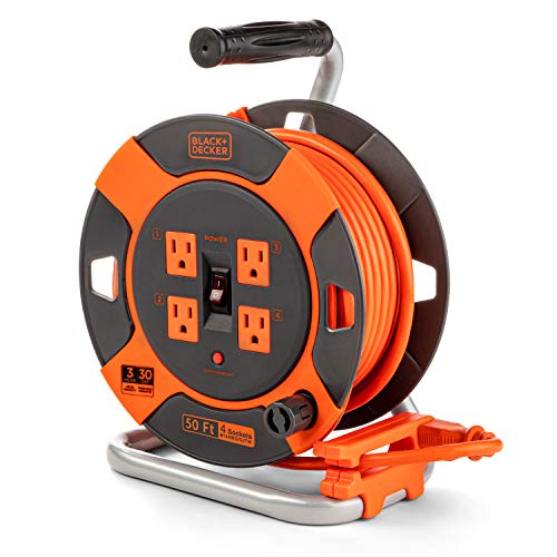 Retractable Extension Cord Reel With 4 Outlets