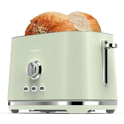 Retro 2-Slice Stainless Steel Toaster with 6 Bread Shade Settings