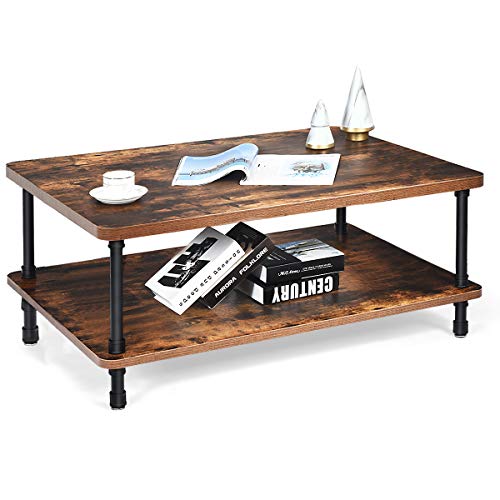 Retro Coffee Table with Storage and Industrial Design